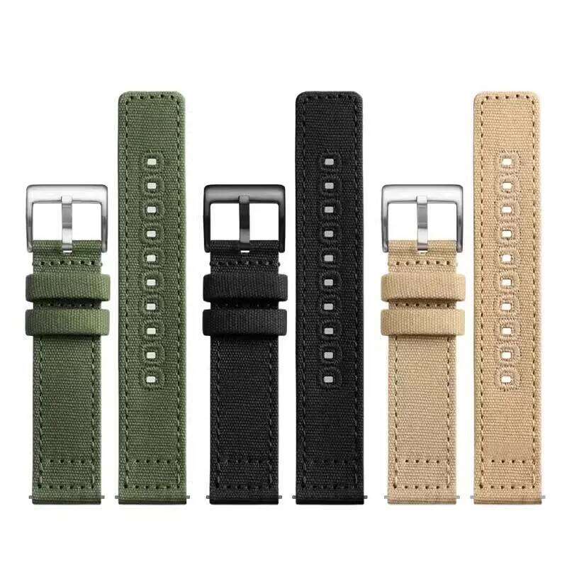 Canvas band 18mm 19mm 20mm 22mm Khaki Watch Strap Quick Release Wristband Military Replacement Watchband for Men H260304-image-1096266064
