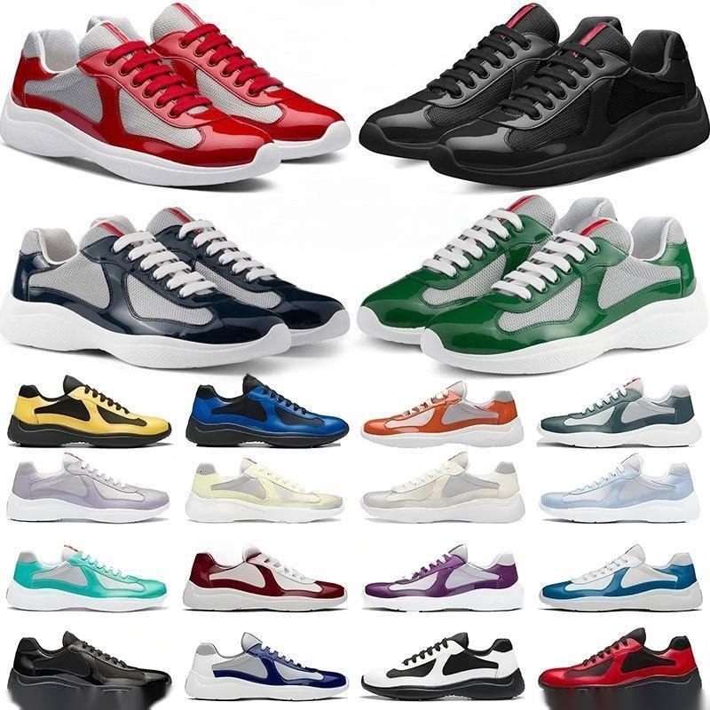Americas Cup Designer Sneakers Hommes Formateurs Femmes Luxe Casual Haute Qualité En Cuir Verni Nylon Mesh Chaussures De Plein Air Hors Bureau Ch