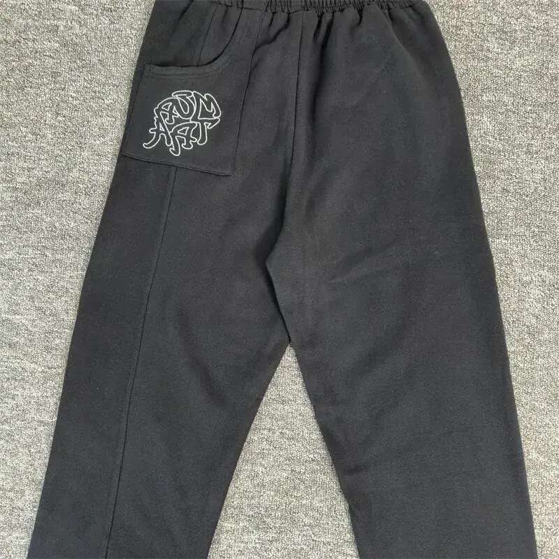 Men's Pants Embroidery Mertra Black Jogger Drawstring Sweatpants Men Women Pure Cotton Oversized Casual Trousers H260305 S2608270CRI