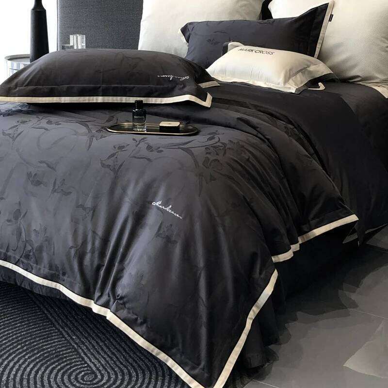 Light luxury senior sense 100S long-staple four-piece set, pure cotton satin jacquard quilt cover, bed sheet bedding 4 C260304-image-1096260202