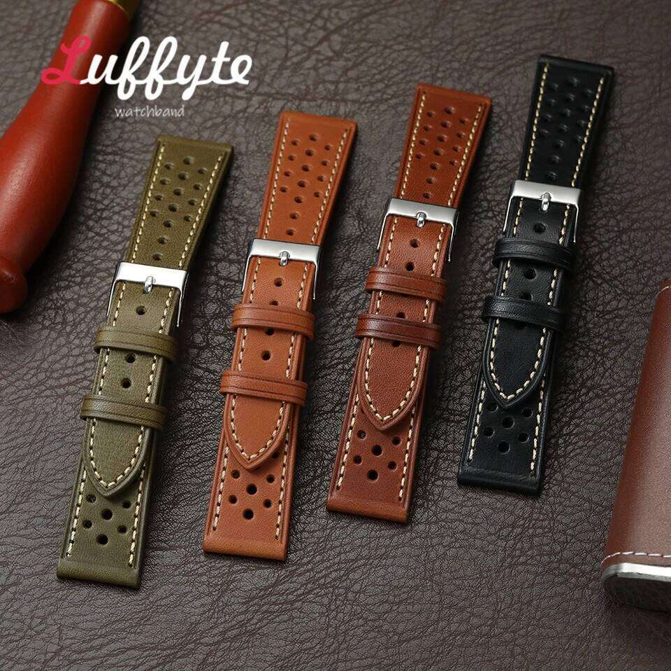 Genuine Leather Strap Men Women Cowhide Watchband 20mm 22mm Breathable Bracelet Casual Wristband Watch Accessories H260304-image-1096266012