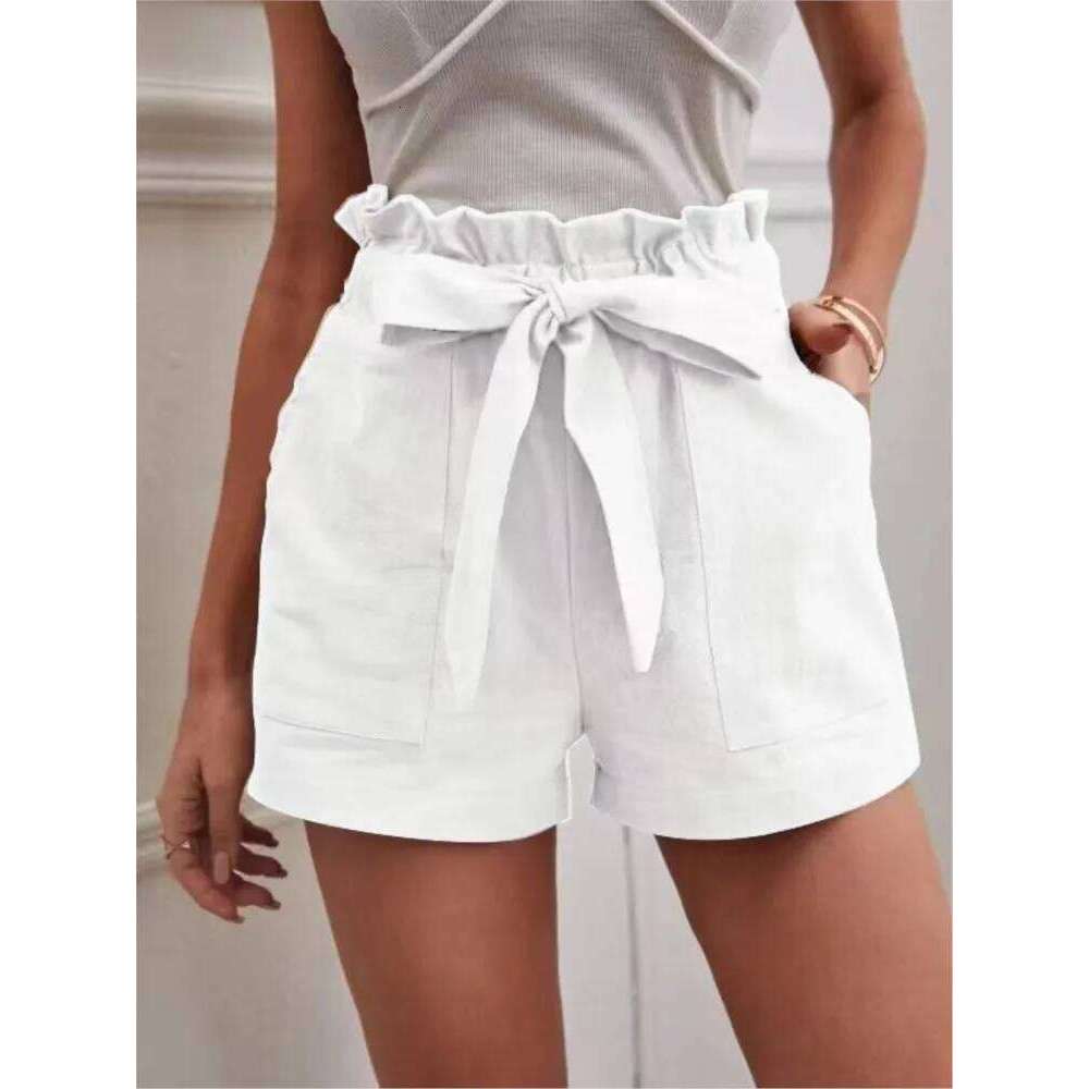 Summer Casual Solid Shorts For Women Fashion High Waist Pockets Lace-Up Pants Female Holiday Beach Sports Womens Clothing New XJ260305-image-1096303421
