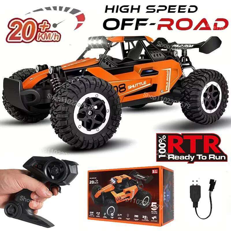 DK087 Off-Road All Terrain Truck 20KM/H 2WD Remote Control Car 1:16 Metal Shell LED Headlights Hobby RC Vehicle Toy Gifts H260304-image-1096262282