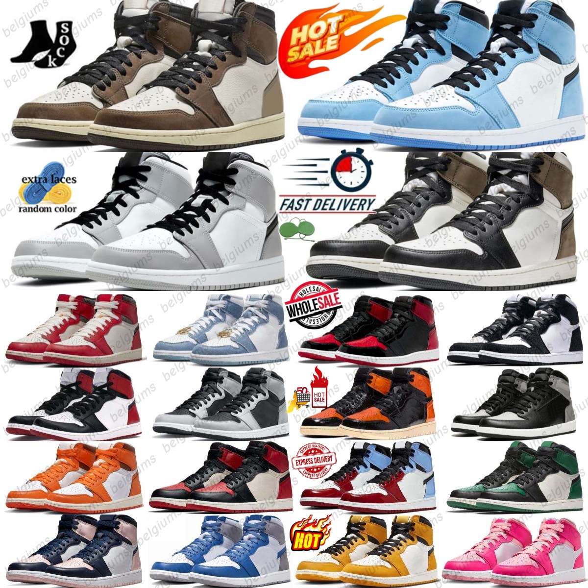 Basketball Shoes Mocha High Mid Black White UNC Lost Found Blue University Taxi Toe Skyline Lucky Green Patent Palomino Chicago True Mens Womens-image-942413719