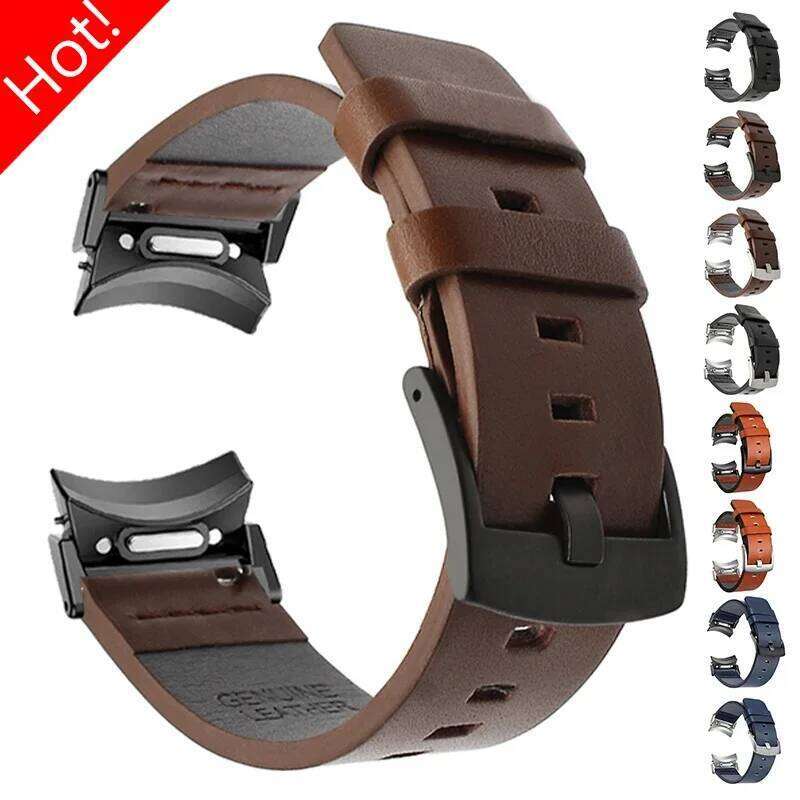 Leather Watch Classic 43mm 47mm 6 5 4 40mm 44mm No Gaps Bracelet Strap for Galaxy 5Pro 45mm Watchband H260304-image-1096265676