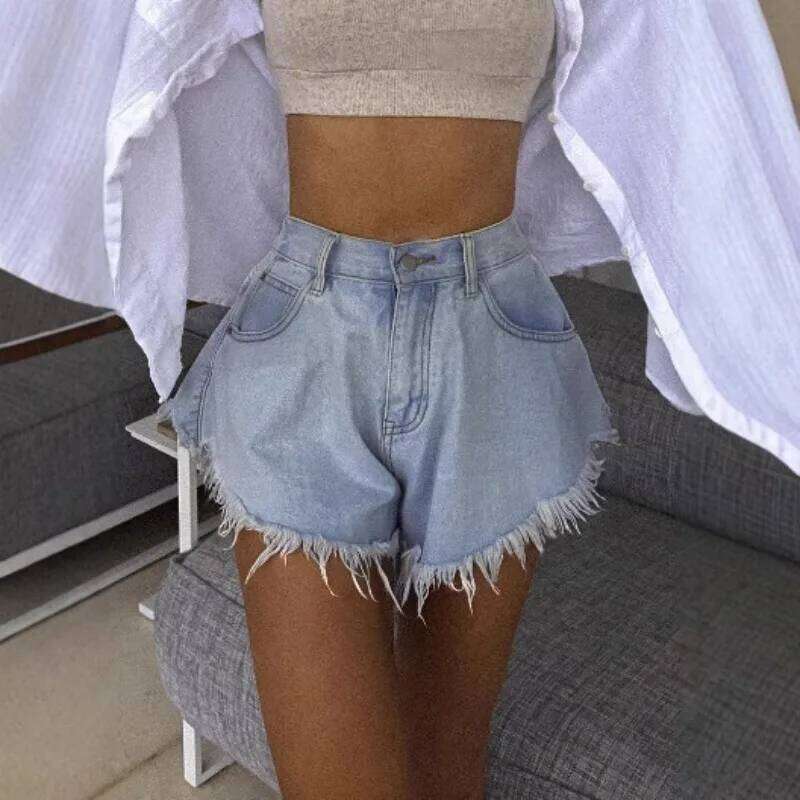 women's umbrella denim shorts jeans blue XJ260305-image-1096303952