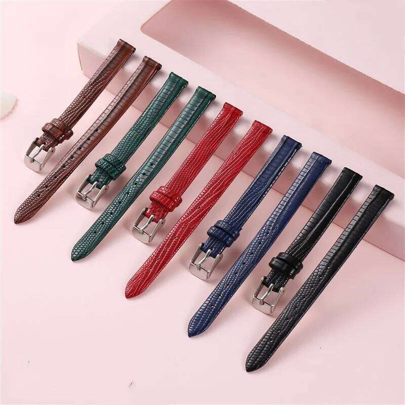 8mm 10mm 12mm 14mm 16mm High Quality Lizard Pattern Leather Strap with Metal Pin Buckle Watch Bracelet Accessories H260304-image-1096266176