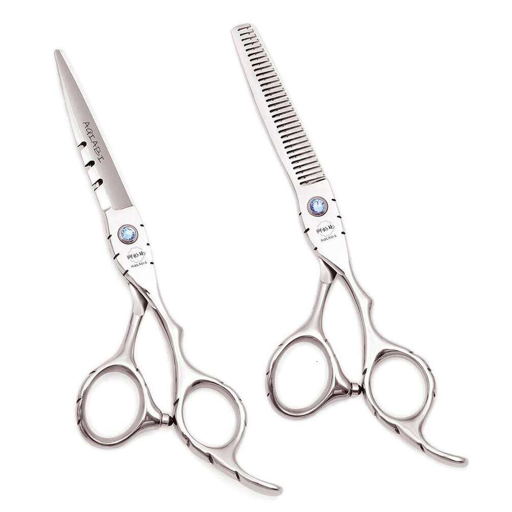 Professional Hairdressing 5.5" 6" AQIABI Japan Stainless Thinning Barber Shop Hair Cutting Scissors Red A1010 H260304-image-1096263946