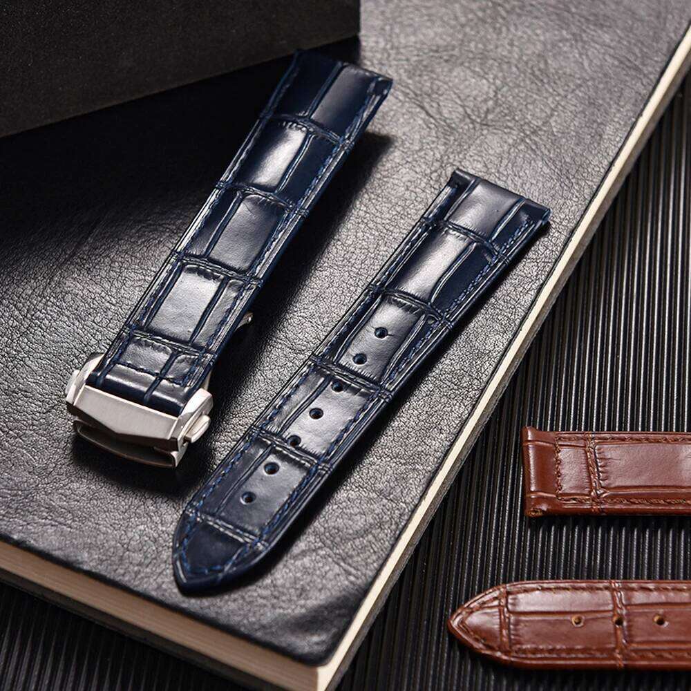 Calfskin Leather Watch Strap 19mm20mm 21mm 22mm For Omega 007 Seamaster 300 De ville AT150 Commander Folding Buckle Bracelet Men H260304-image-1096266071