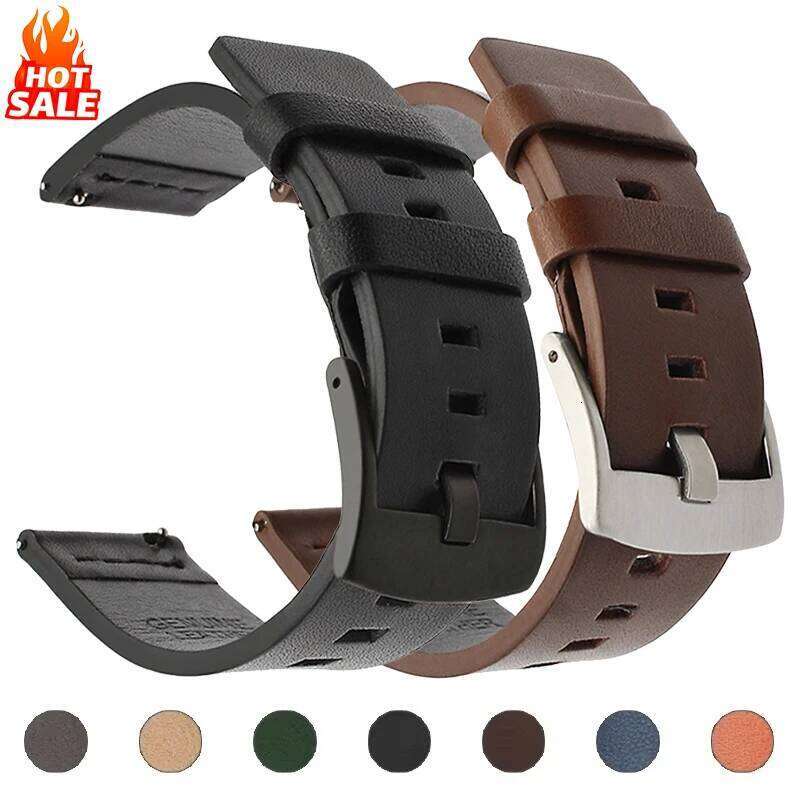 20mm 22mm Leather Strap Galaxy 7 6 5 4 6Classic Bracelet for Watch GT5 3 4Pro Band 18mm 24mm Watchband H260304-image-1096265843
