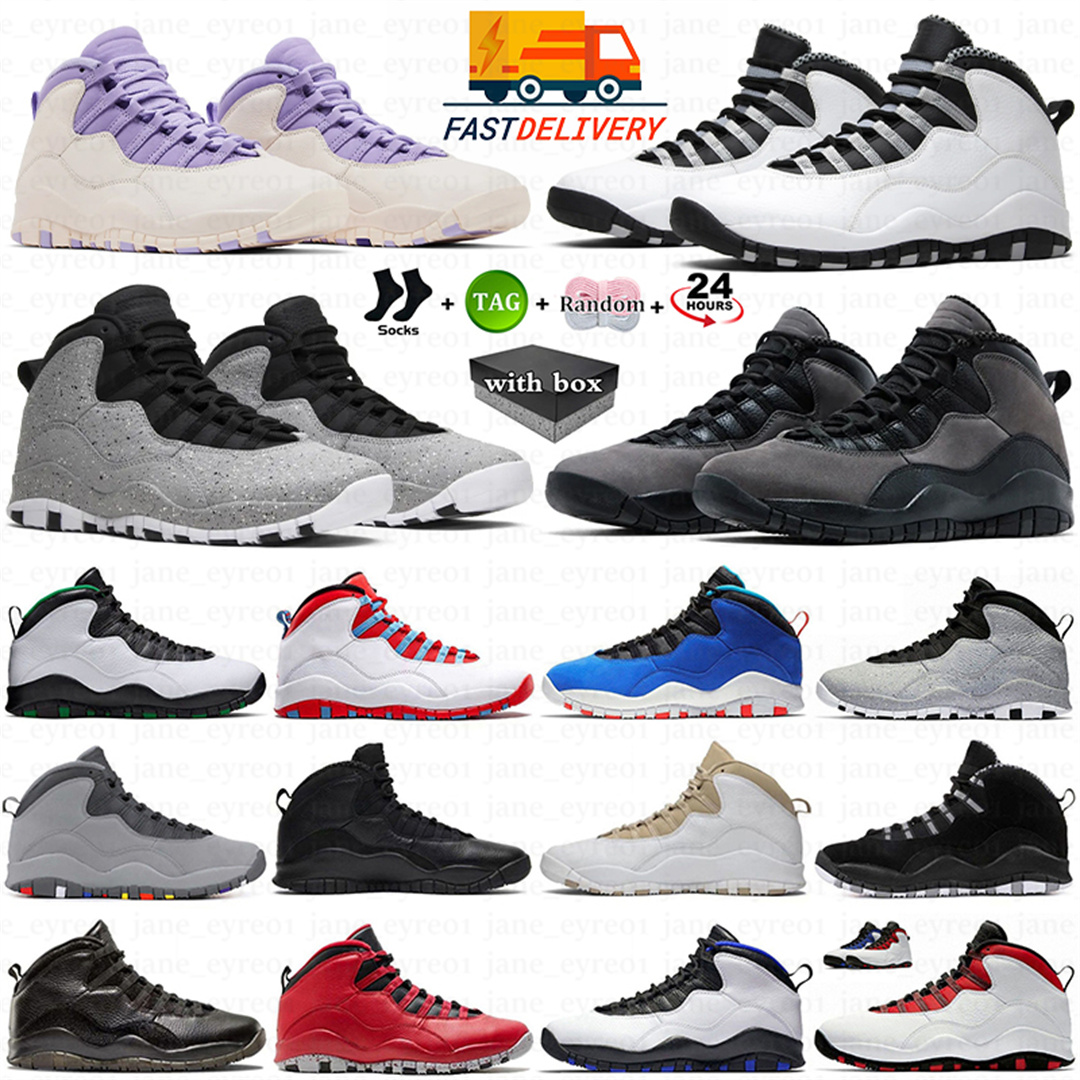 Avec Box Designer 10 10s Chaussures de basket-ball pour hommes Acier Gris Ciment Noir Seattle Blanc Drake Orlando Hommes Baskets de plein air Bas