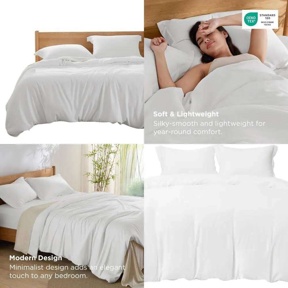 Silky Cooling Duvet King Size - 100% Rayon Derived from Bamboo Comforter Cover Set for Hot Sleepers, Breathable & Moisture C260304-image-1096261992