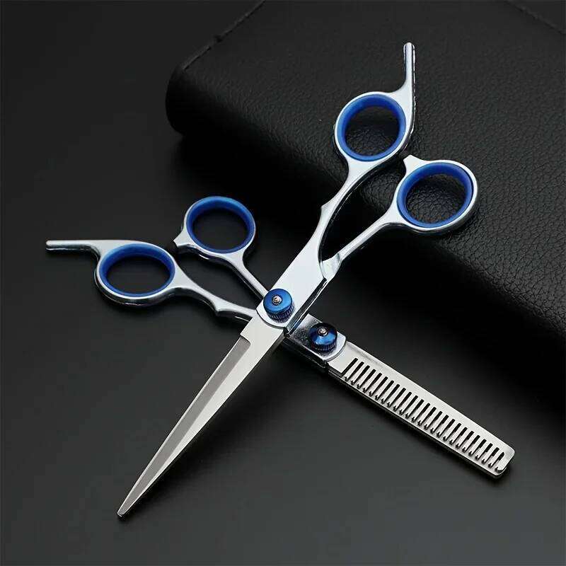 Professional Hair Cutting Scissors Set - Sharp Blade & Thinning Shear, Stainless Steel Hairdressing Tools for Salon/Barber H260304-image-1096263715