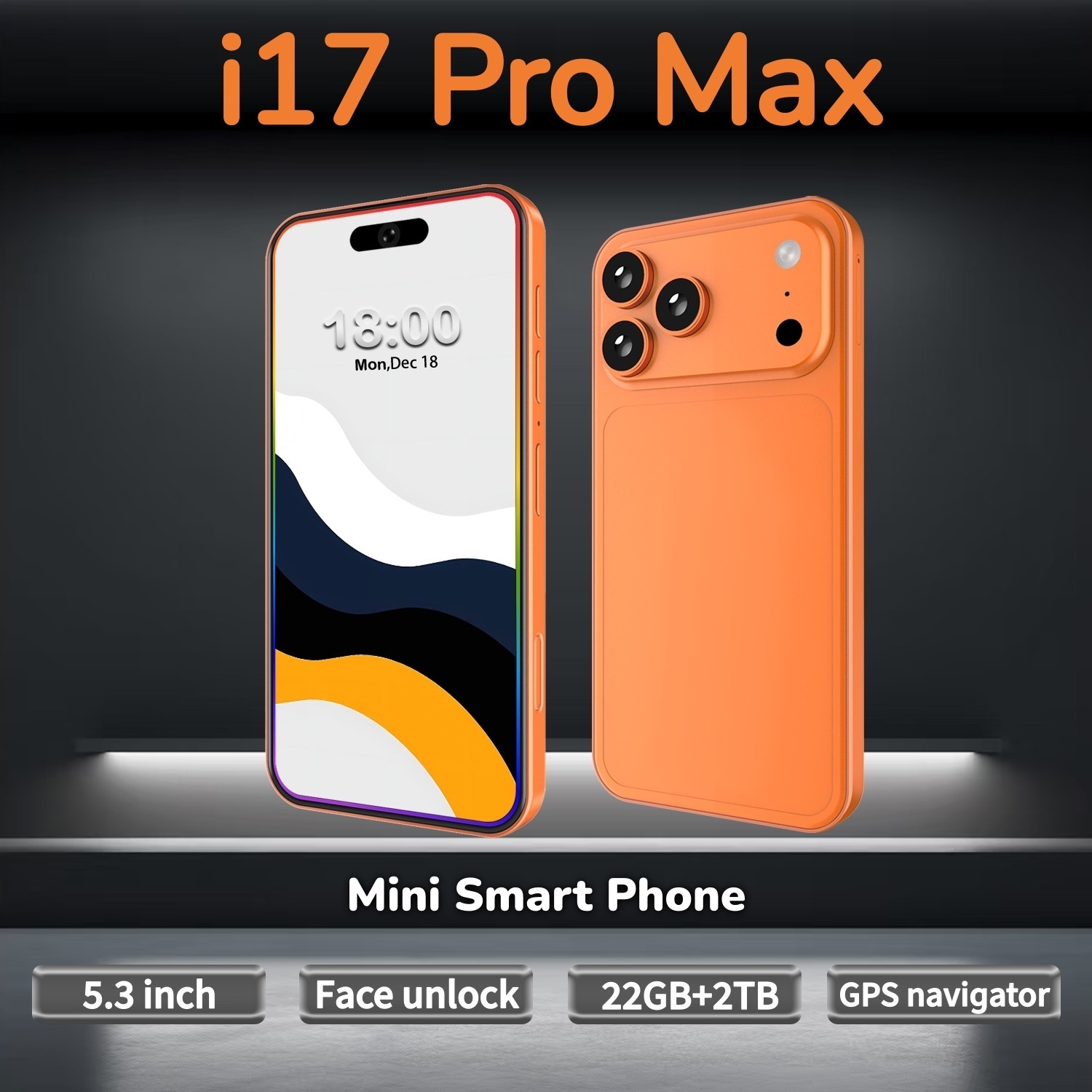 New I17 Pro Max Snapdragon 8 Elite 12core 5G smartphone 5.3-inch incell screen resolution: 1440*3040 pixels System: IOS 72MP+108MP battery capaci-image-1096336250