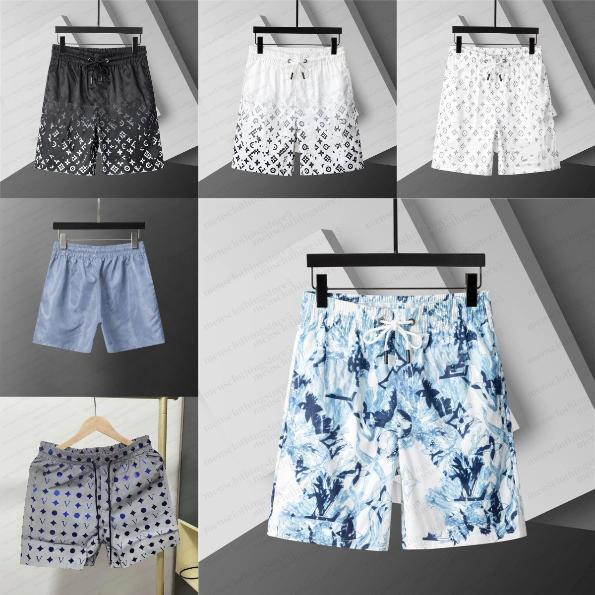 Shorts de créateurs Vêtements Nouveaux Shorts d'été pour hommes à la mode Soie glacée Casual Marque de luxe Shorts à cinq points imprimés Shorts
