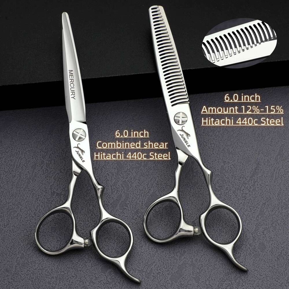 JUGU Professional hairdressing Japan 440C steel Barber scissors Set of 6.0-6.5-6.8 inch High quality barber accessories H260304-image-1096263618