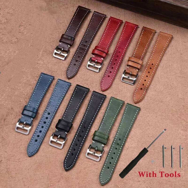 17mm 18mm 19mm 20mm 21mm 22mm 24mm Quick Release Oil Wax Gradient Retro Calfskin Leather Strap for Universal Watch Band H260304-image-1096266078