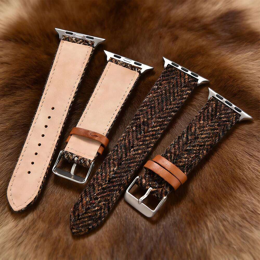 38/40/41/42/44/45/46/49mm Woolen Leather Strap for Watch Band iwatch Series 8765 4 9 10 11 SE-Ultra 2/3 49mm H260304-image-1096265538
