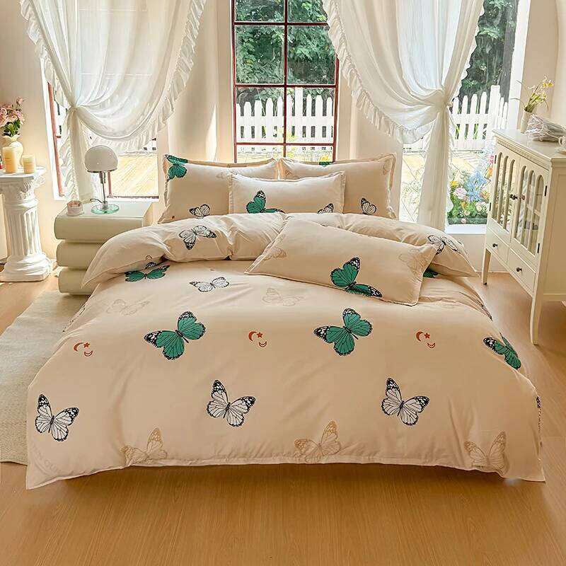 3pcs Brushed Bedding Pillowcase Set Skin Friendly Breathable Duvet Cover Pillowcases -DWFY C260304-image-1096258514