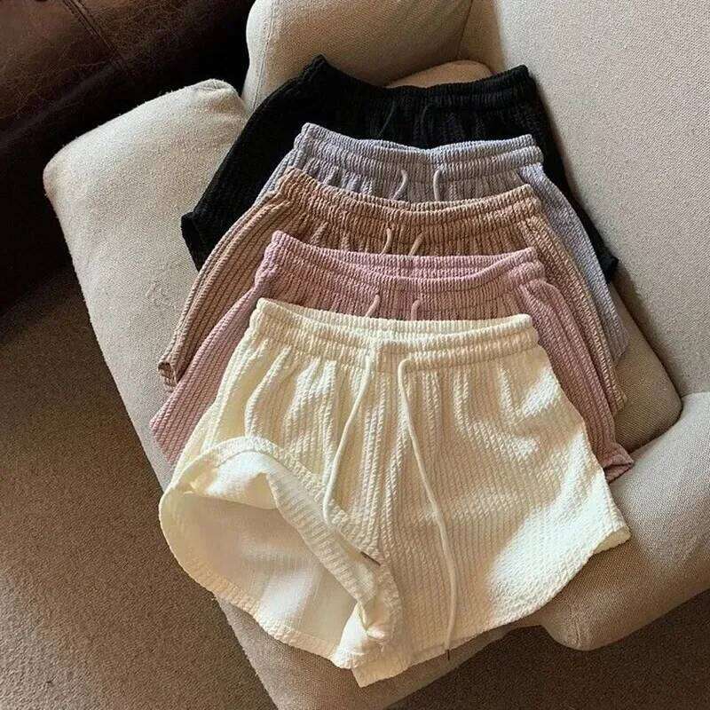 Summer High Elastic Lace Up Drawstring Wide Leg Sweat Short for Women Clothing Womens Shorts XJ260305-image-1096303064