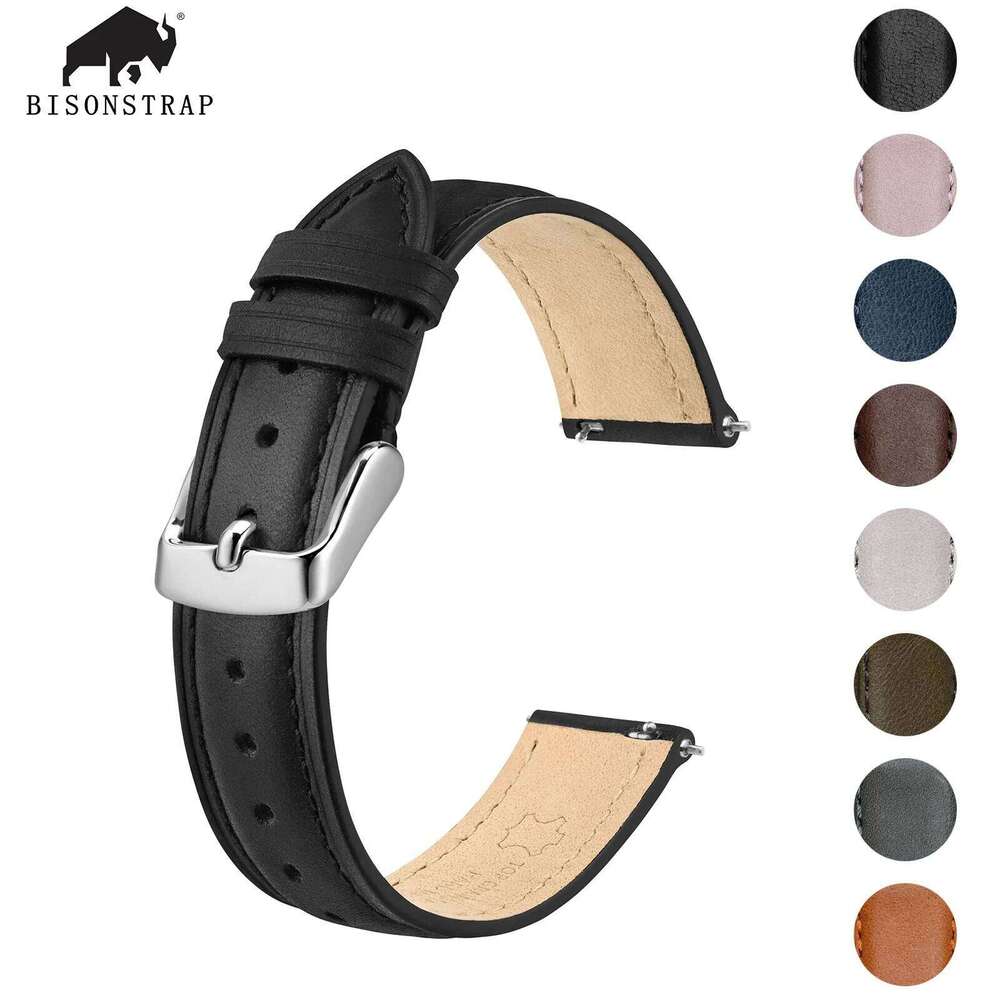 BISONSTRAP Leather Strap for Women, 12mm 14mm 15mm 16mm 18mm 20mm Watch Band Quick Release Replacement Wristband H260304-image-1096266018