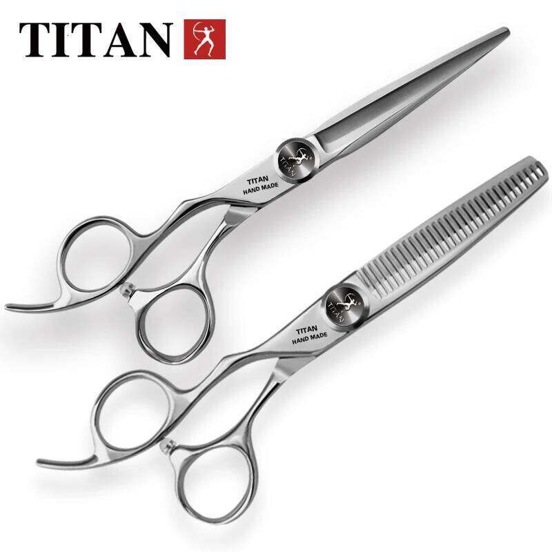 TITAN professional Barber cut left handle hair scissors thinning hairdressing cutting H260304-image-1096263666