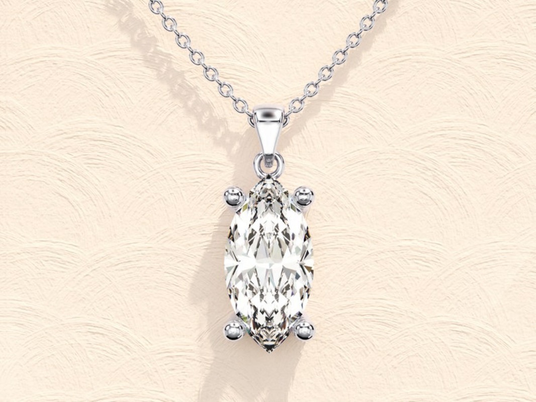 Pendentif Solitaire taille Marquise, colliers en diamant simulé pour femmes, collier en or massif, bijoux de mariée 01