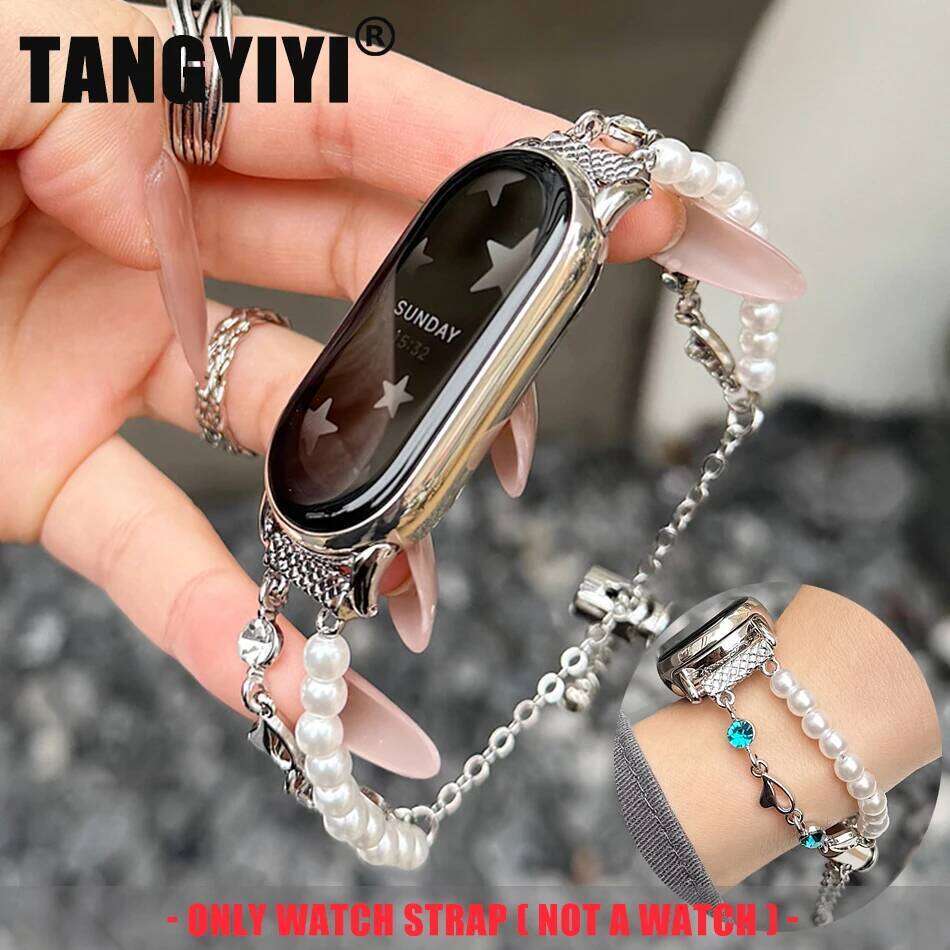 Fashion Dopamine Crystal Bead Strap For Mi Band 10 9 8 Pro Miband 7 6 5 4 3 Wristband Telescopic Chain Bracelet WatchBand H260304-image-1096265519