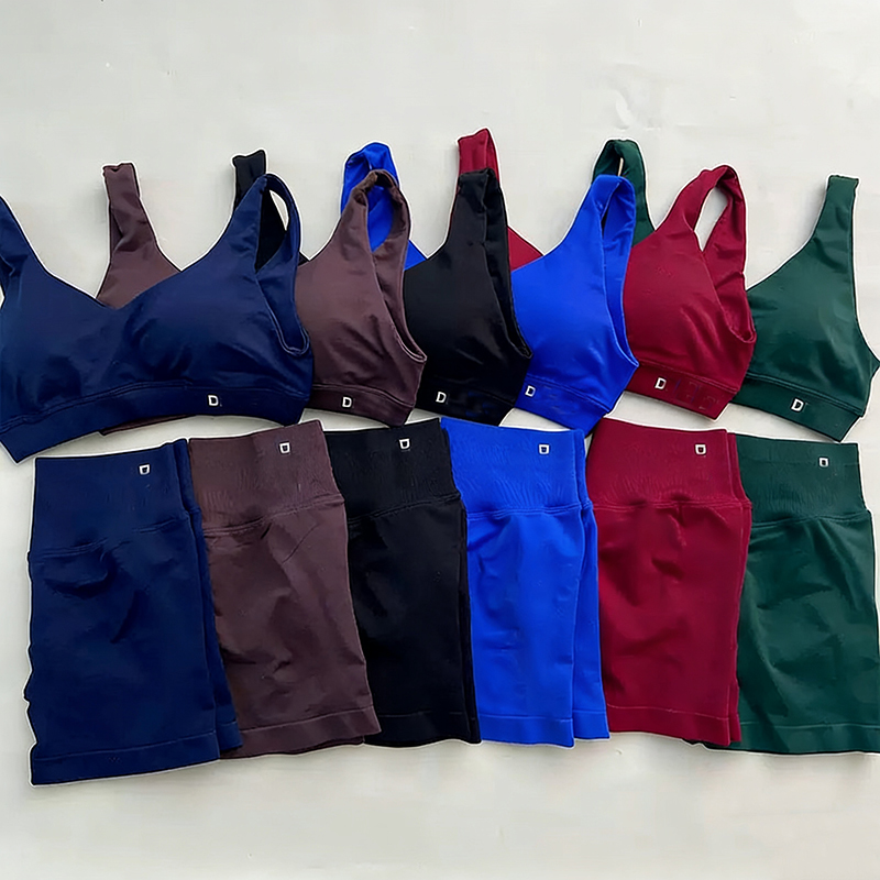 Dfynely Bra +Shorts Sets Designer Yoga Gym Set Seamless Sports Scoop Back Bra Leggings Suits Quick Drying Sportwear Fitness Clothing Workout Clot-image-1096299132