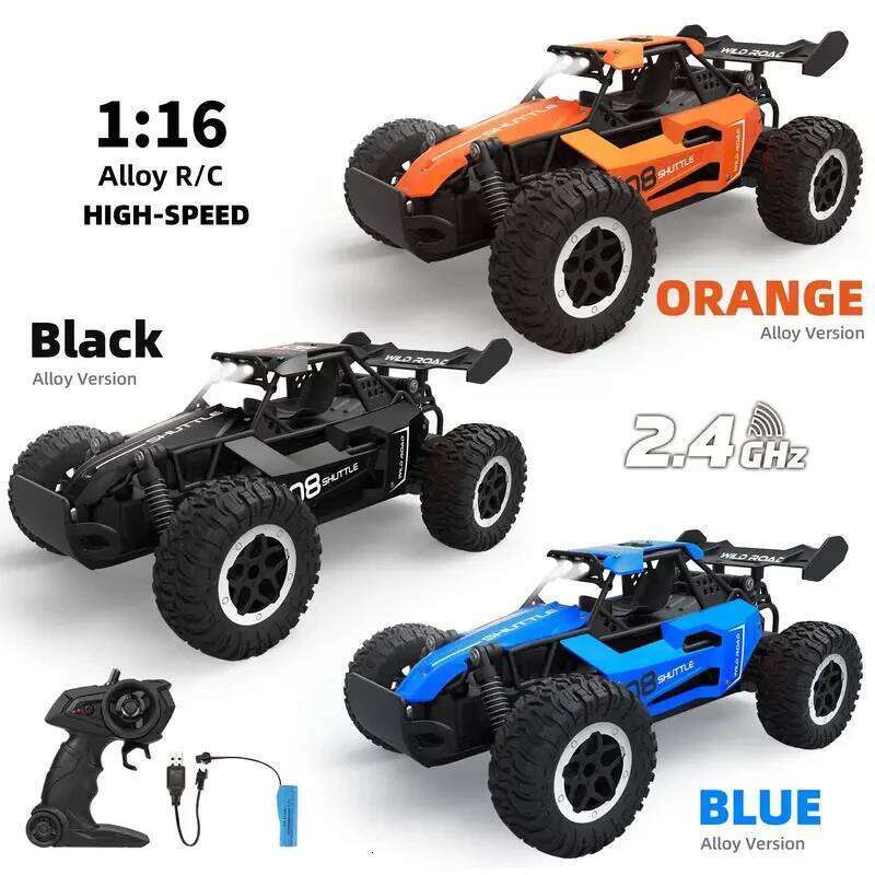 DK087 1:16 Scale 2WD Remote Control Car, 20KM/H High-Speed Off-Road RC Vehicle with LED Lights, Drift Racing Toy for Kids Adults H260304-image-1096262768