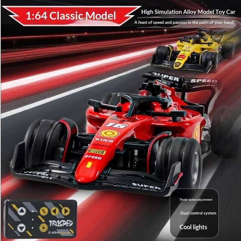 In Stock 1/64 Mini Formula Racing 2.4g Three Speed Adjustable Lighting Alloy Simulation Model Remote Control Car Toys H260304-image-1096262430