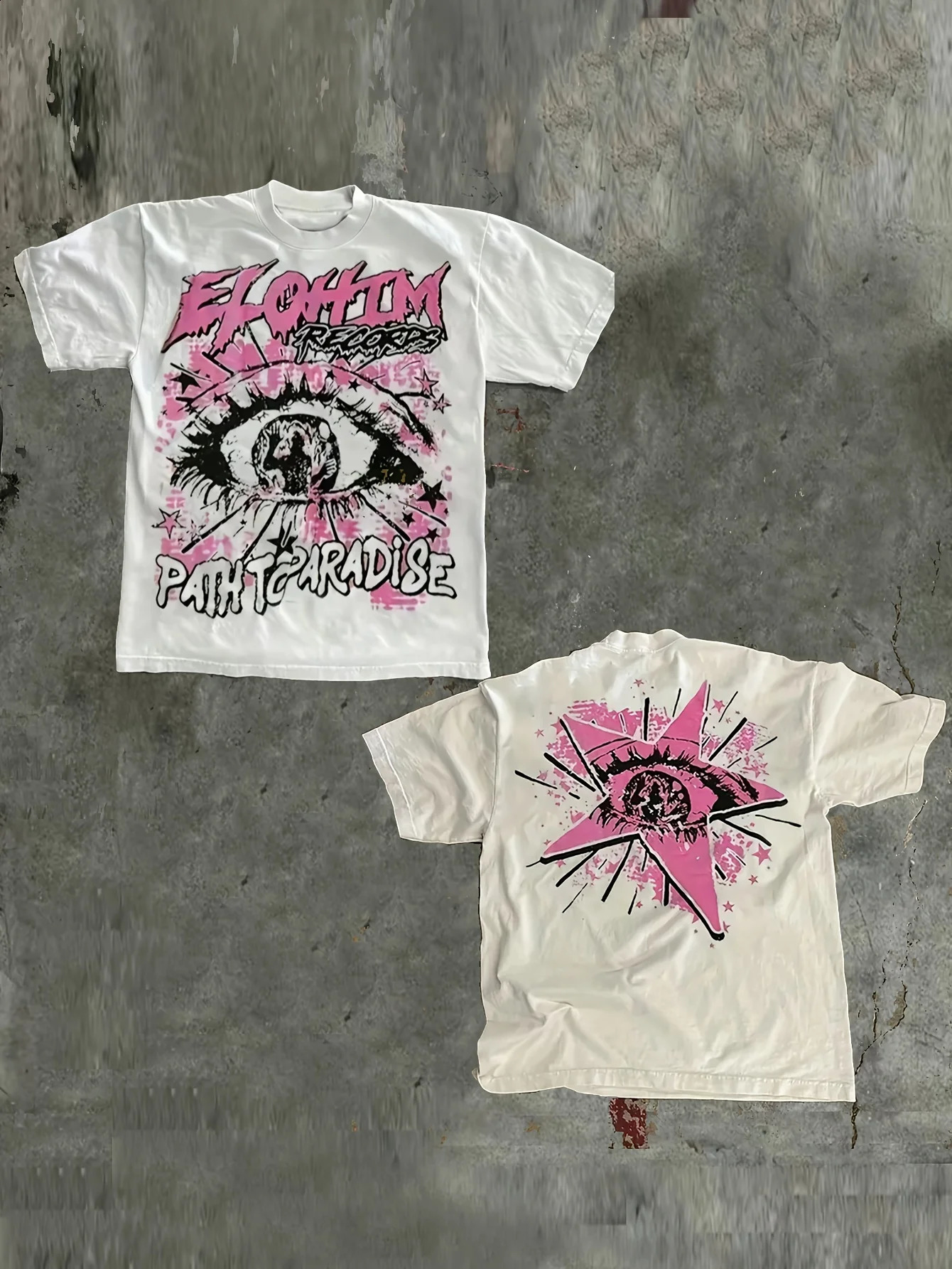 Hommes Y2K ELOHIM Paradise Road Slogan T-shirts pour homme blanc rose noir imprimé col rond manches courtes urbain été décontracté hauts 260303