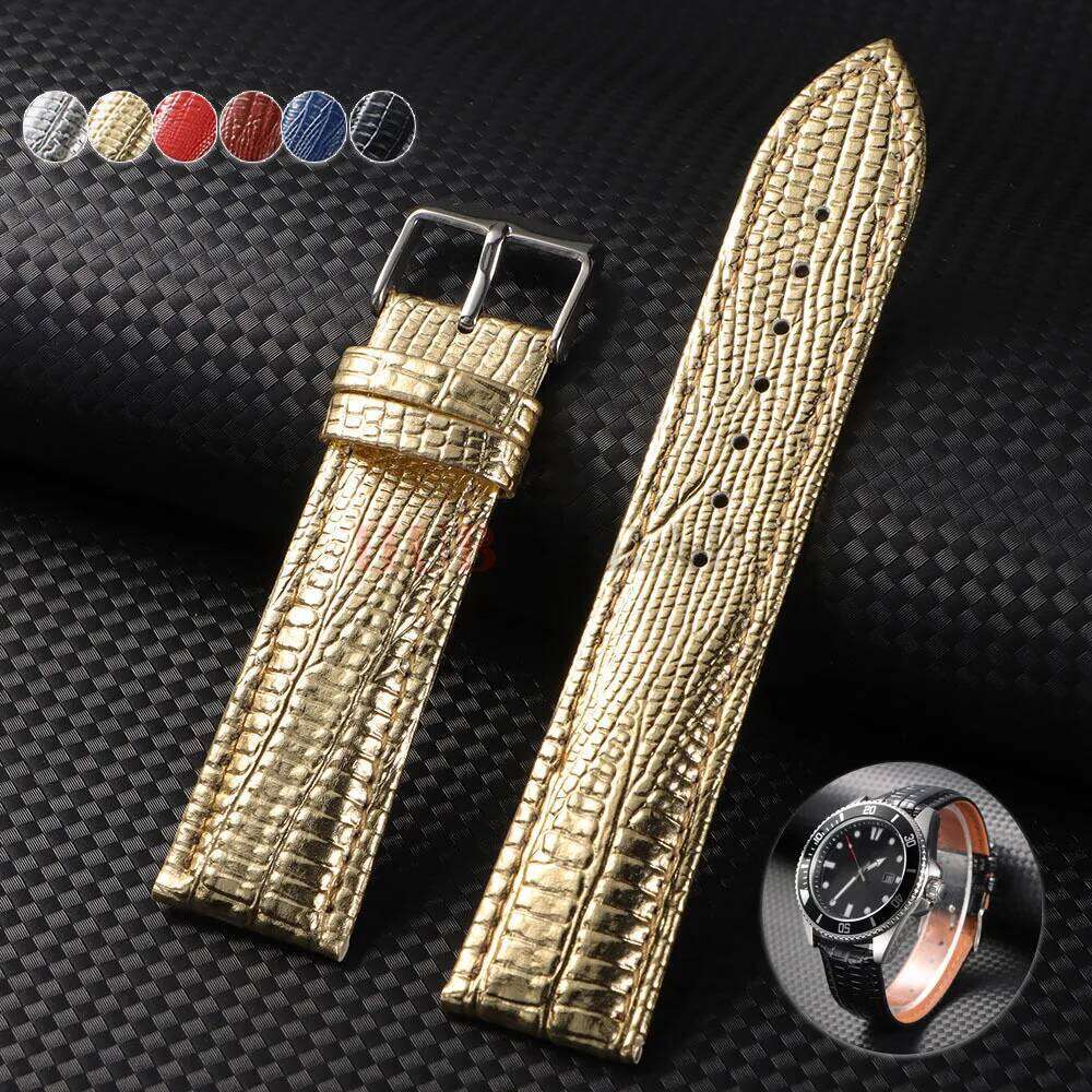18mm 20mm 22mm Universal Lizard Pattern Strap Cowhide Watchband for Men Women Composite Material Watch Band Accessories H260304-image-1096266031