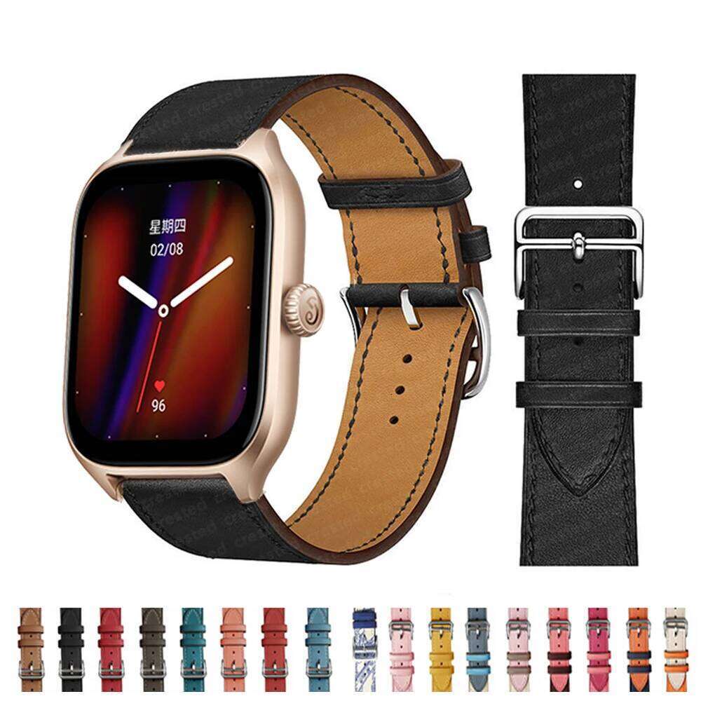 20mm/22mm Leather band For GTS 4/3/2/2e/GTS2 Mini/GTR 4/3 pro/GTR2/2e/stratos 2/3 Sport Watch Bracelet Amazfit bip strap H260304-image-1096266135