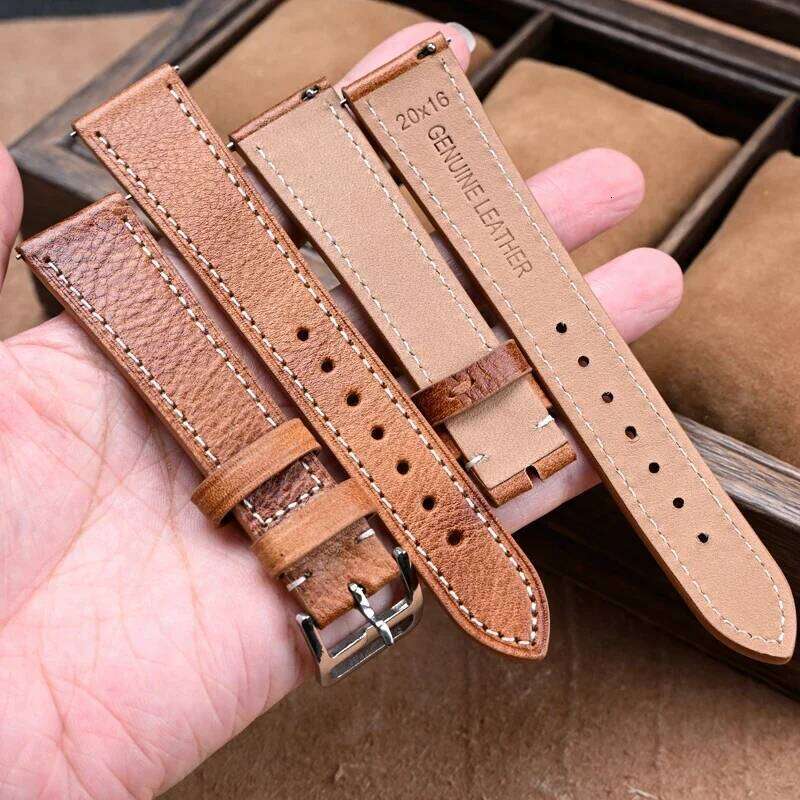 Oil Wax Watch Band 17/18/19/20/21/22/24mm Calfskin Universal Quick Release Vintage Genuine Leather Business Wrist Strap H260304-image-1096266123