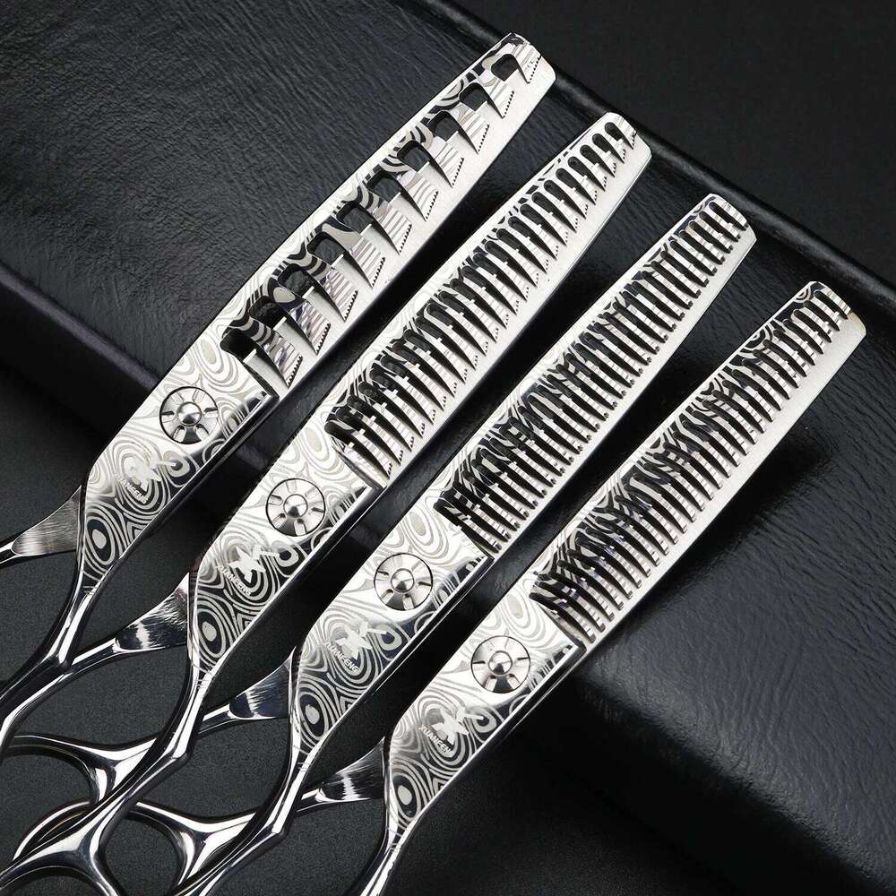 XUANTENG6-inch Damascus pattern scissors with different hair thinning amounts, barber styling tools H260304-image-1096263849