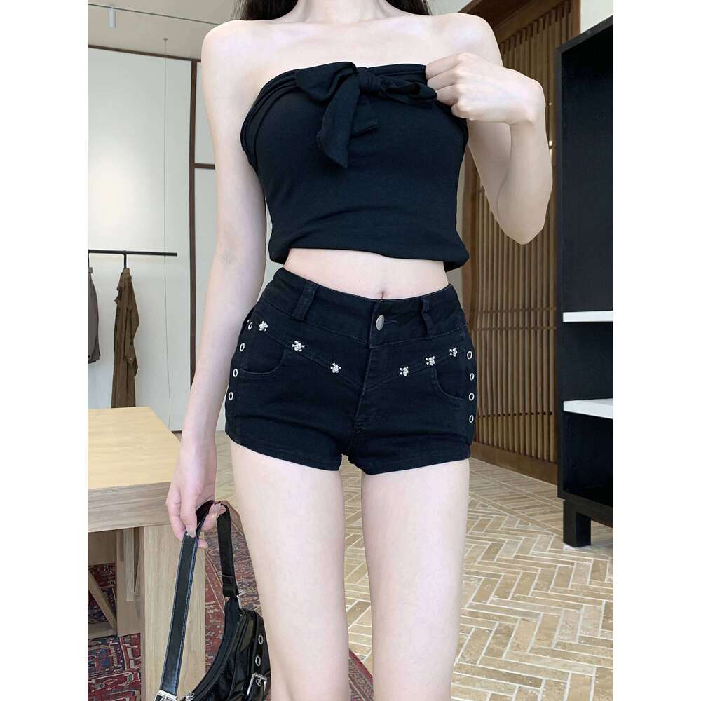 2025 Korean KPOP Style Sexy Y2K Denim Shorts Women's Low-waist Slim-fit Slimming Hip-hugging Wide-leg Ultra-short Hot Jeans New XJ260305-image-1096303096