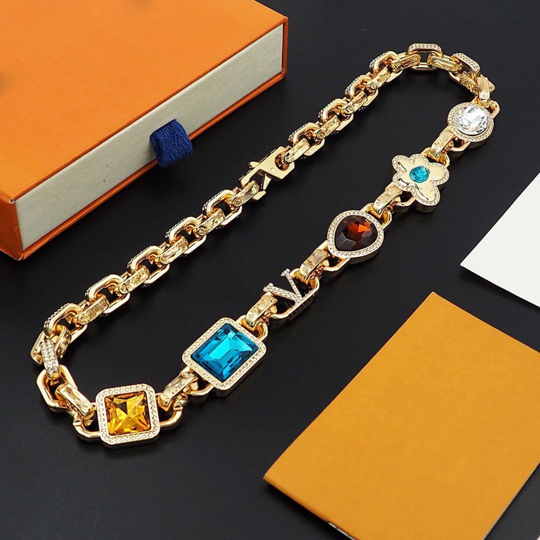 collier colliers de créateurs de luxe Never Fade bijoux de créateur femmes métal gemme diamants lettre collier de charme cadeau de style extra lo