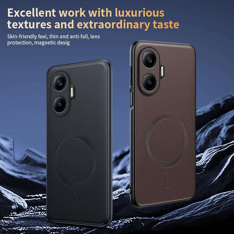 Magnetic Leather Shield Cover High Quality Anti-Fingerprint Non-Slip PC+TPU Case For Poco F7 H260305-image-1096475125