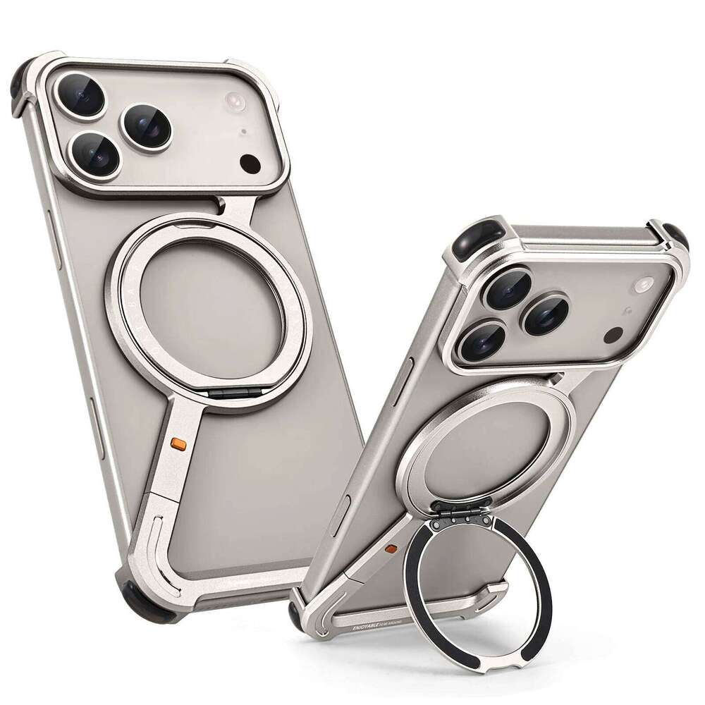 Oatsbasf Frameless Metal Phone Case for iPhone 17 Pro/Pro Max/17 Air with Stand 360 Rotatable Protective Shockproof H260305-image-1096441043
