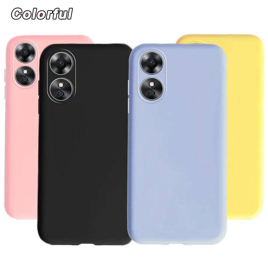 Plain Cases A17 4G Candy Color Soft Silicone Phone Case Back Cover For A17k A17 Bumper Shell Capa H260305-image-1096530447