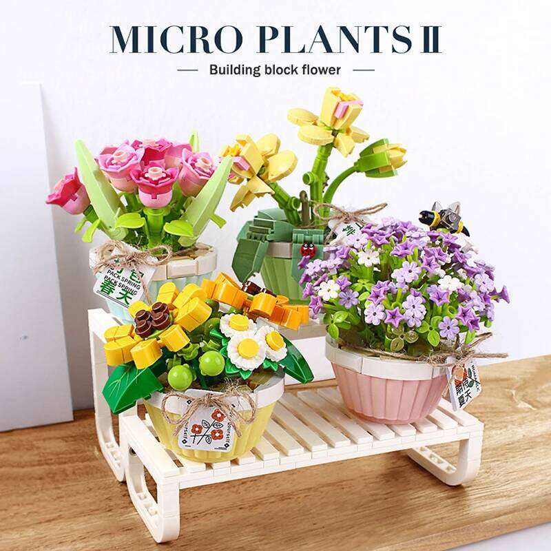 Mini Bonsai Building Blocks DIY Green Plant Bouquet Potted Model Flower Block Home Decoration Girl Gift Children's Toys Z260306-image-1096519933