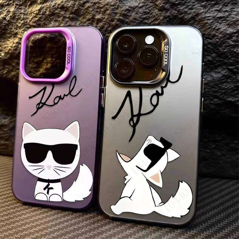 Cartoon Designer Signature Plating Case for iPhone 16E SE4 12 16 15 14 13 11 Pro Max XS X XR 8 7 Plus SE 2020 Shockproof Cover H260305-image-1096424549