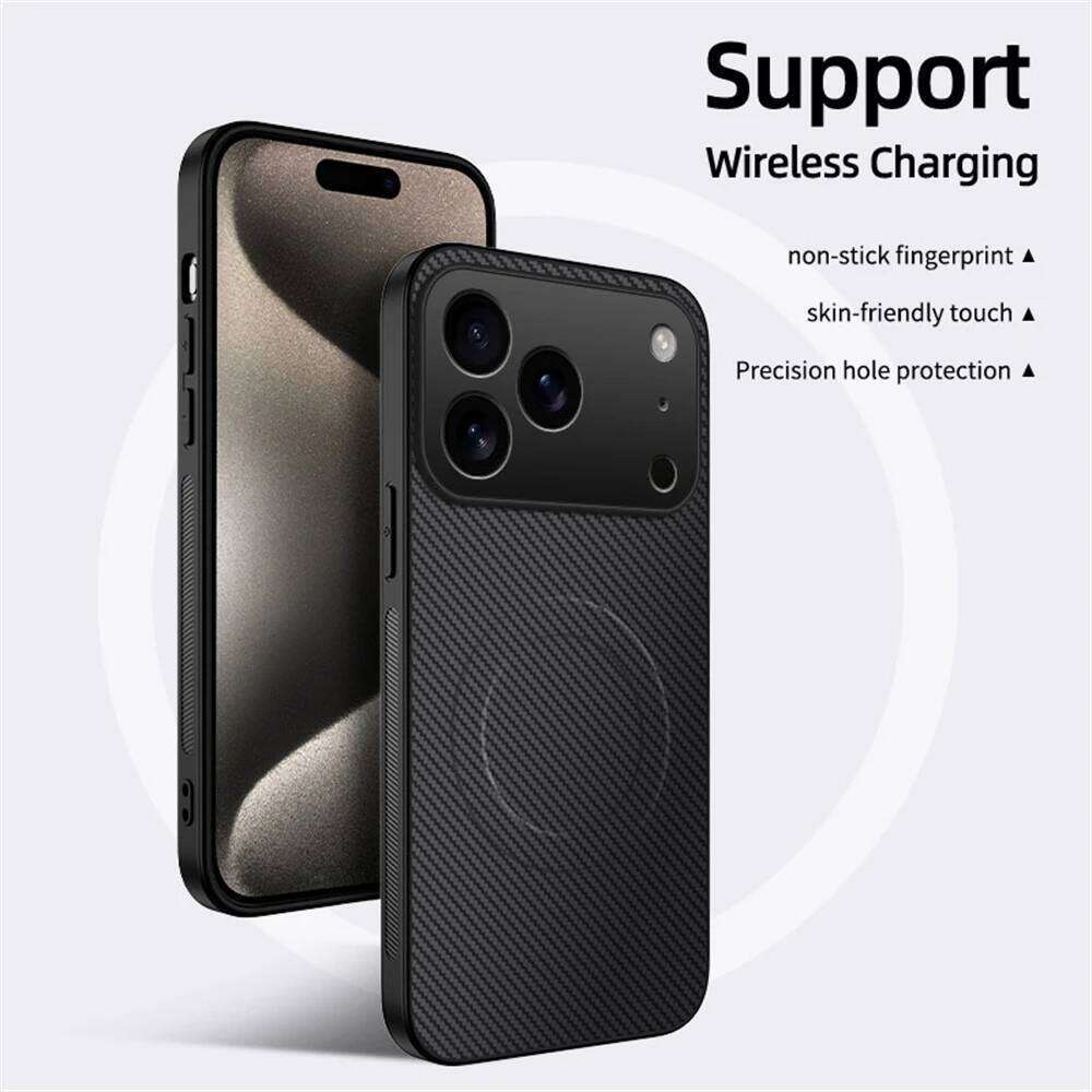 Ultra Thin Carbon Fbier Magnetic Leather Case for iPhone 17 16 15 14 13 Pro Max 17Air 16E Wireless Charging Cover H260305-image-1096485584