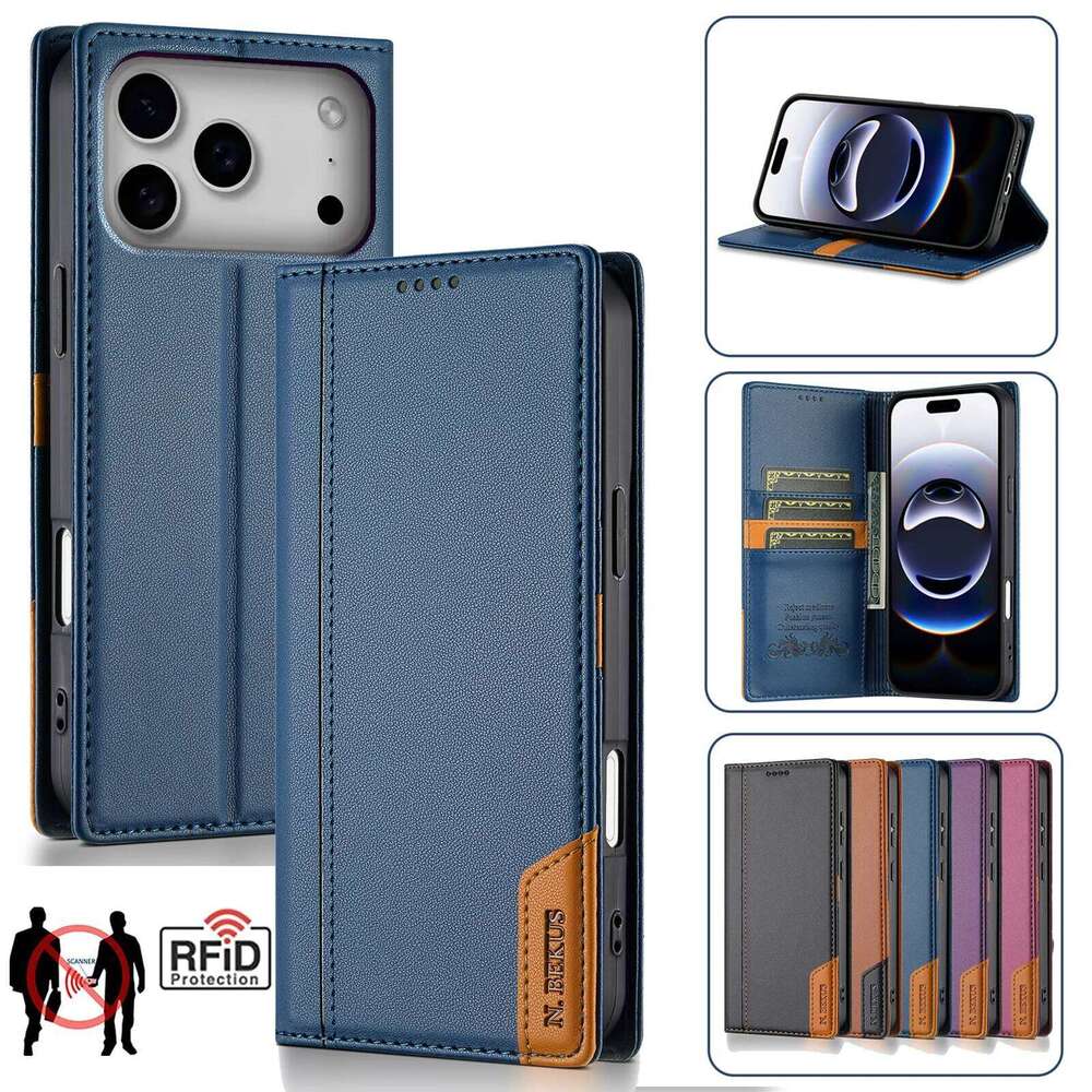 Magnetic Leather Flip Wallet Case for iPhone 17 Air 16E 16 Pro 15 14 13 12 11 XS XR Max SE 8 7 Plus Cards Bag Phone Cover H260305-image-1096495741