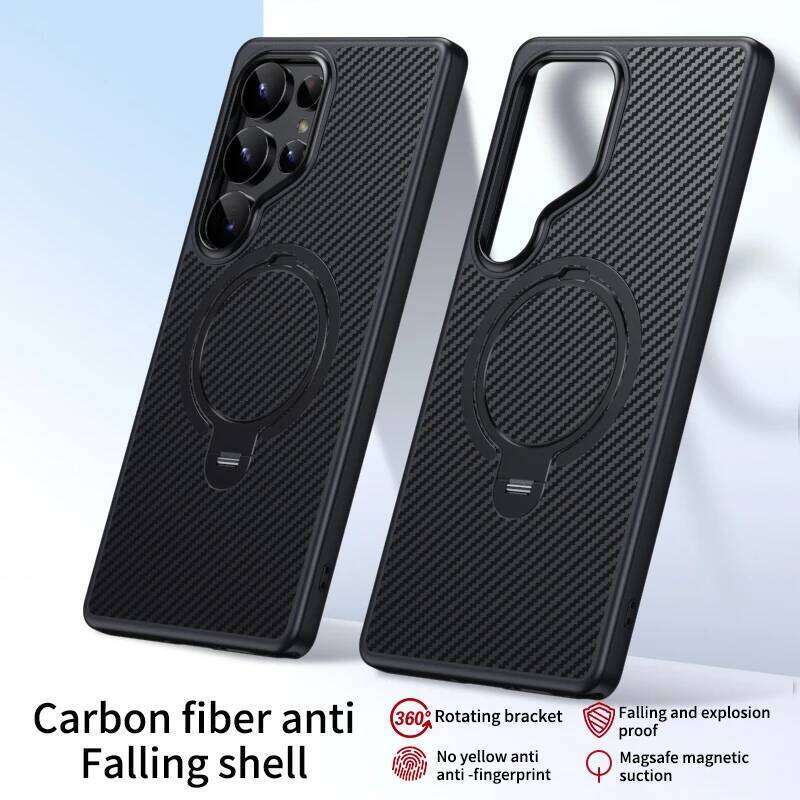 360Rotating Stand Carbon Fiber Magnetic Case For Galaxy S25 S24 S23 Ultra Plus Metal Camera Frame Button H260305-image-1096427674