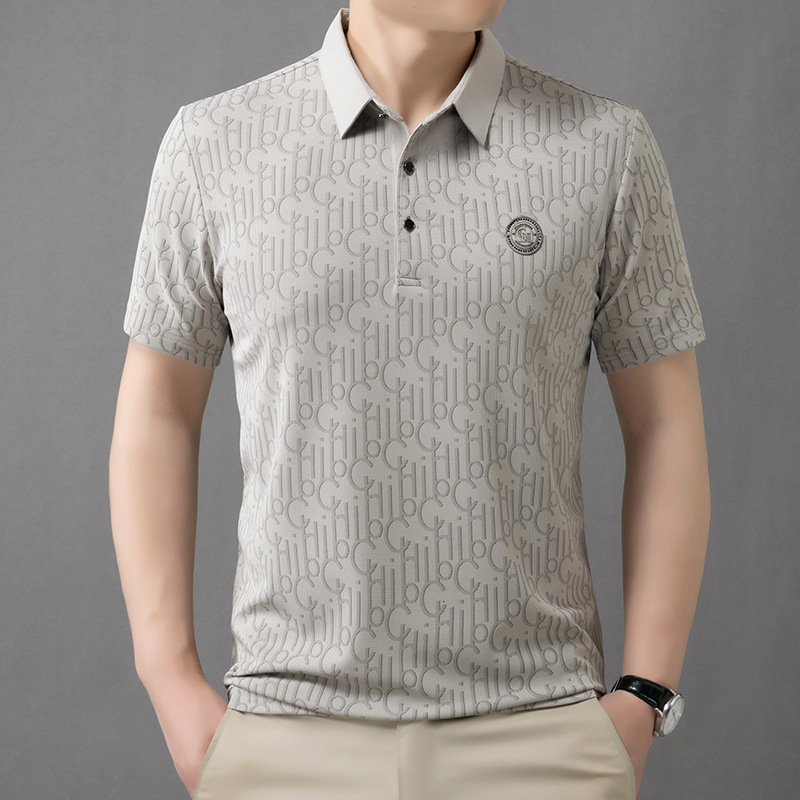 Selling Summer New Short-Sleeve Luxury Polo Shirt Brand For Middle-Aged And Elderly Men, Designer Turn-Down Collar, Casual Thin T-Shirt, Comfortable