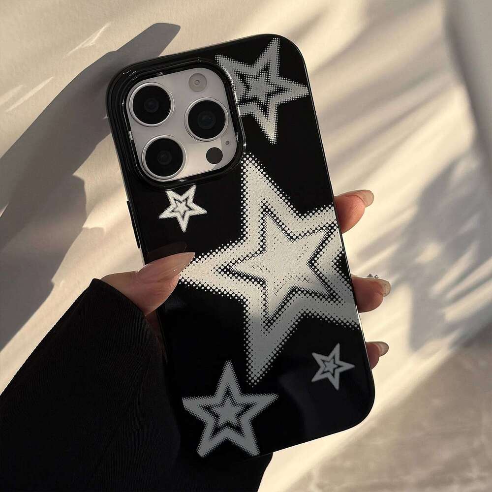 Korean Personalized Graffiti Stars Soft Phone Case For iPhone 16 15 14 13 12 mini 11 Pro Max XS XR X 7 8 Plus Shockproof Cover H260305-image-1096432513