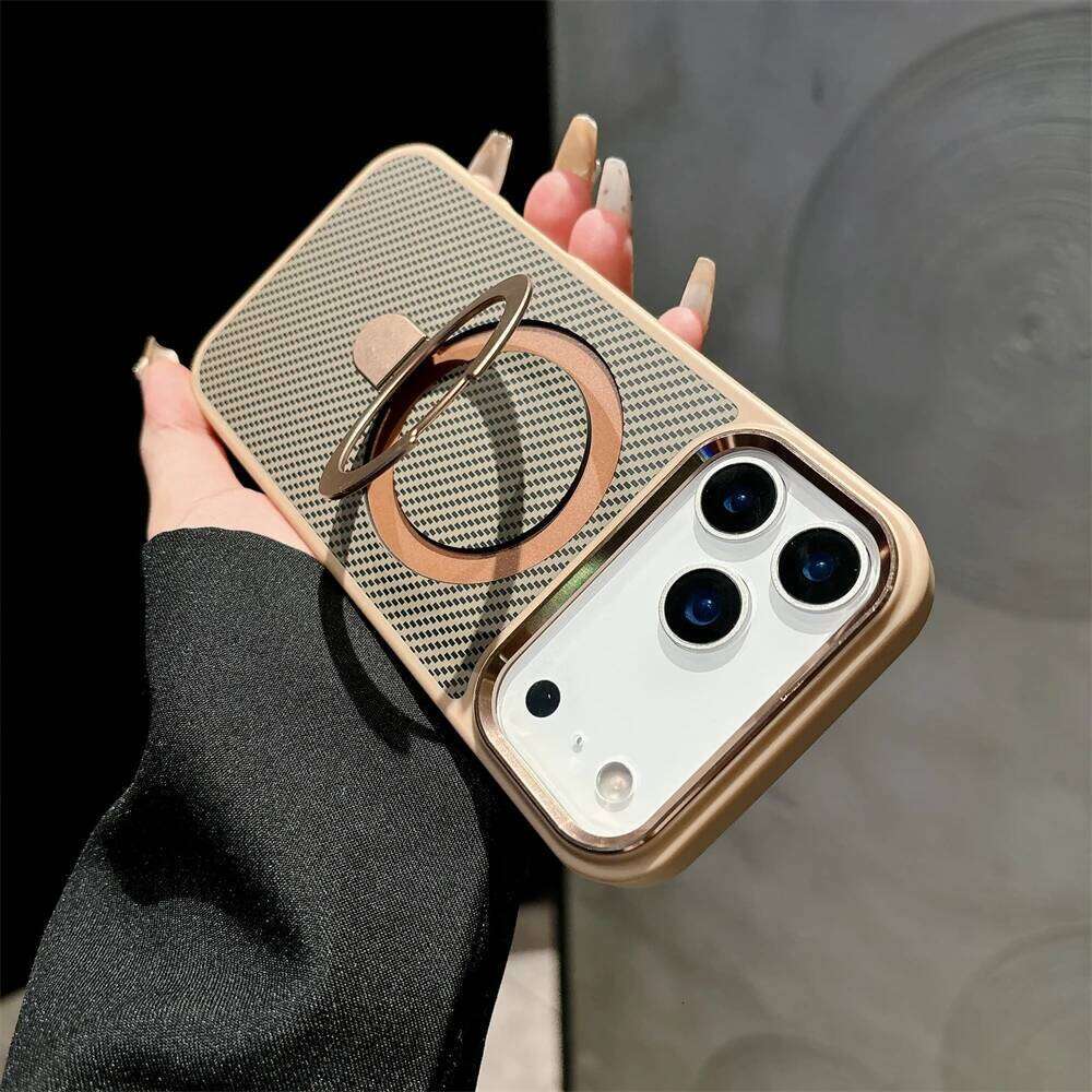 Armor Carbon Fiber Magnetic Bracket Stand Matte Case iPhone 17 Air 16 15 14 Plus 13 12 11 Pro Max for Holder Cover H260305-image-1096467271