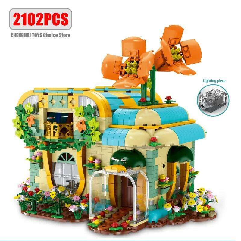 Creative Expert City Florist Building Blocks Model With light Sets MOC Streetview Modular Architecture Boys Toys Childrens Gifts Z260306-image-1096521344